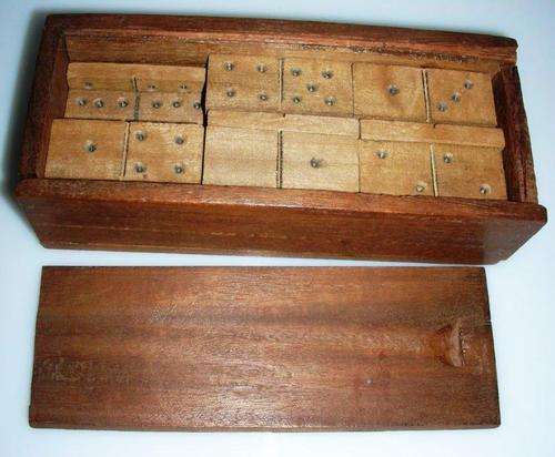 Extremely old hand made wooden domino set - made by a prisoner of war WW2