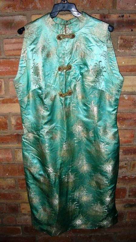 Vintage cocktail dress - Turquoise and gold