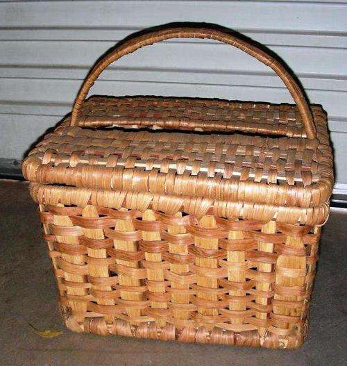 Huge Vintage rectangular basket with lid