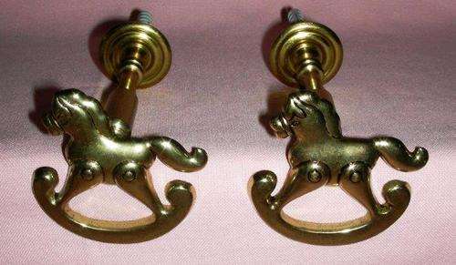 Nearly vintage Brass rocking horse tie backs x 2 - fabulous