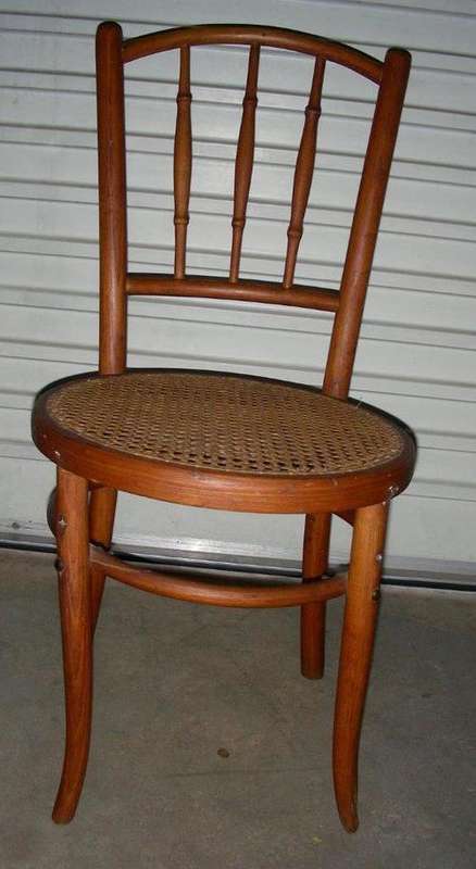 Vintage solid wood Bentwood chair in Red Beech with rattan seat & spindle back - Fab
