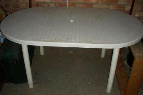 White garden plastic table