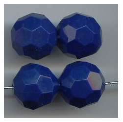 30 Vintage 16mm Facet. round Navy Blue beads - wonderful