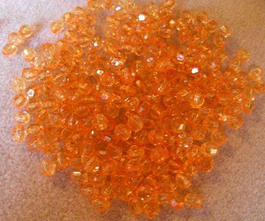 200 x 6mm Round Orange Acrylic  beads