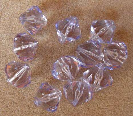 10 x 20mm (large) Biconal Sky Blue Acrylic beads - REDUCED