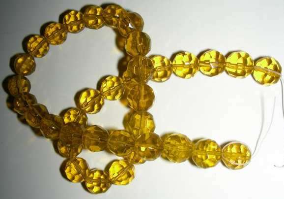 1 x strand of Topaz facetted round 8mm glass beads
