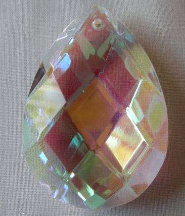 Very Large - facetted AB teardrop crystal