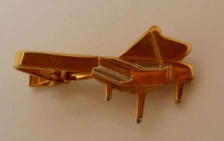 Nickel / Gold plated Tie bar - Grand Piano