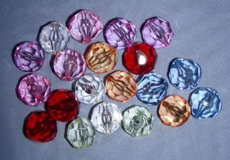 21 x round acrylic facetted assorted beads 14mm