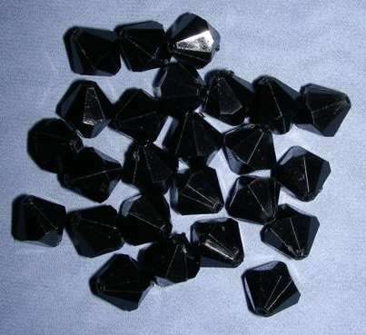 25 x black Acrylic bicon beads - 12mm