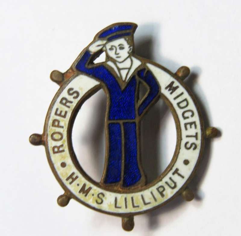 HMS Lilliput Ropers Midgets promotional pin badge