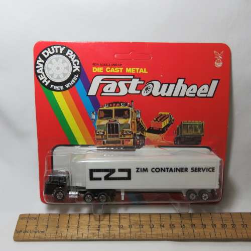 Vintage Yatming Fast Wheel ZIM container services #1385 delivery truck and trailer in pack