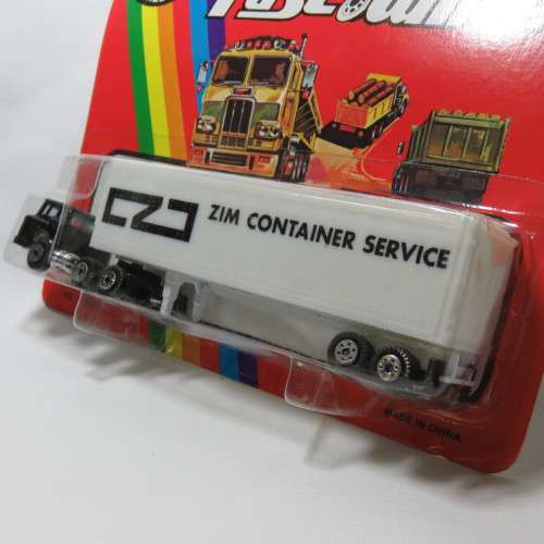 Vintage Yatming Fast Wheel ZIM container services #1385 delivery truck and trailer in pack