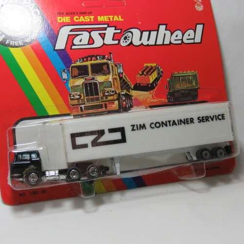 Vintage Yatming Fast Wheel ZIM container services #1385 delivery truck and trailer in pack