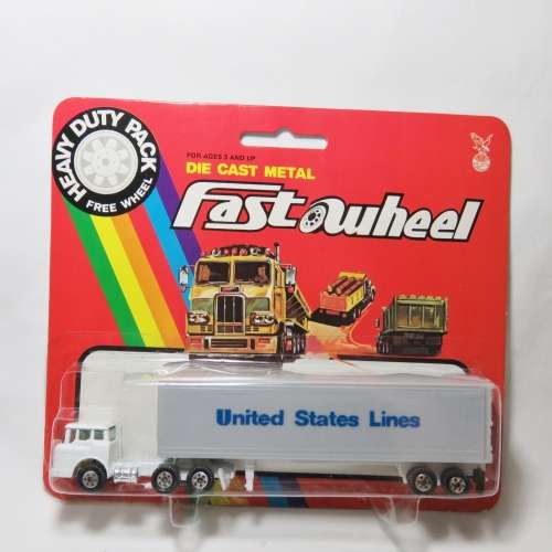 Vintage Yatming Fast Wheel United States Lines #1385 delivery truck and trailer in pack