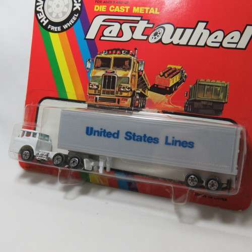 Vintage Yatming Fast Wheel United States Lines #1385 delivery truck and trailer in pack