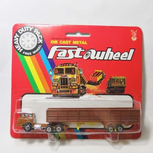 Vintage Yatming Fast Wheel #1389 truck and gondola trailer in pack