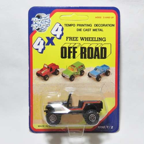 Vintage Road Tough 4x4 Off-Road Jeep die cast toy car in pack