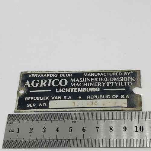 Lot of 5 Agricultural Machinery serial numberplates