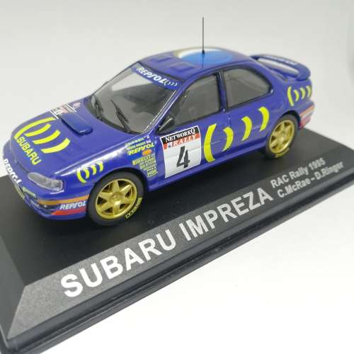 Subara Impreza die-cast rally model car - 1995 RAC rally - scale 1/43 - case cracked