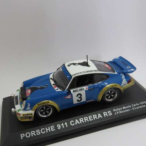 Porsche 911 Carrera RS die-cast rally model car - 1978 Rally Monte Carlo - Scale 1/43