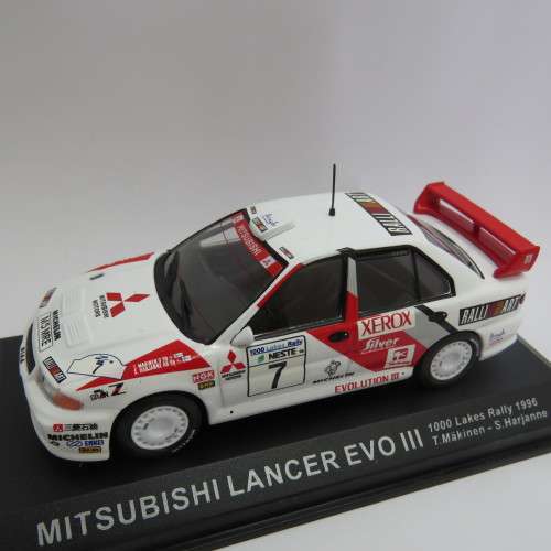 Mitsubishi Lancer EVO III die-cast rally model car - 1000 Lakes Rally 1996 - Scale 1/43