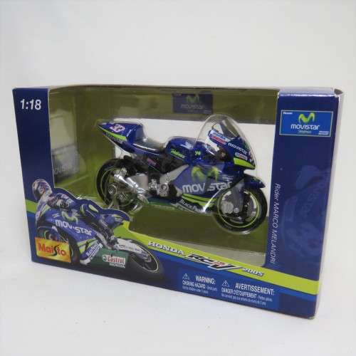 Maisto 2005 Honda RC211V Movistar MotoGP die-cast motorcycle - #33 Marco Melandri - Scale 1/18