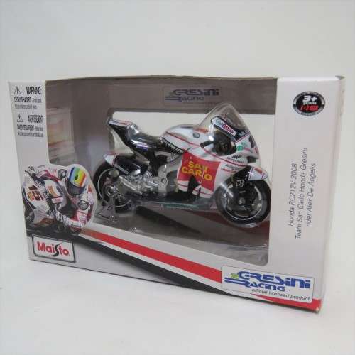 Maisto 2008 Honda RC212V San Carlo MotoGP die-cast motorcycle - #15 Alex de Angelis - Scale 1/18