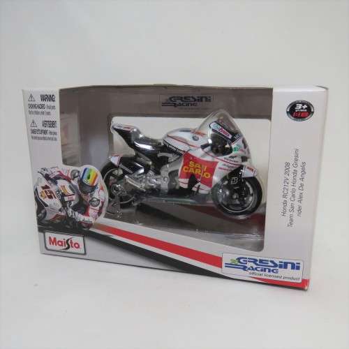 Maisto 2008 Honda RC212V San Carlo MotoGP die-cast motorcycle - #15 Alex de Angelis - Scale 1/18