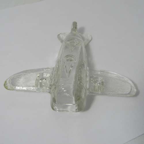Vintage Glass WW2 Army Bomber candy container toy