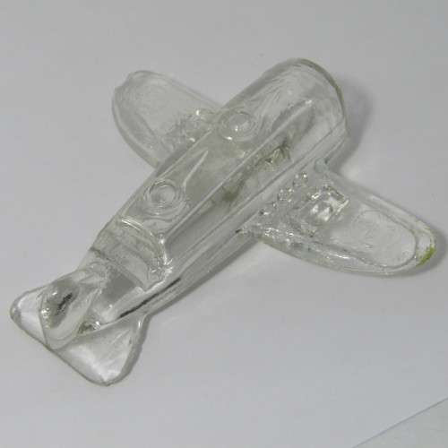 Vintage Glass WW2 Army Bomber candy container toy