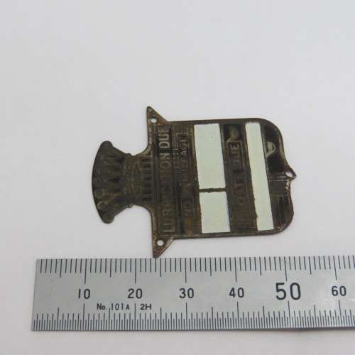 Vintage Lubrication Due plaque for car