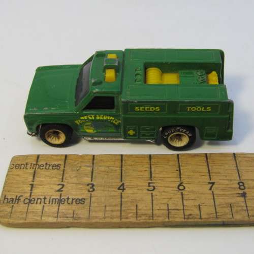 1986 Hot Wheels Real Riders Rescue Ranger Forest Service toy car - Malaysia - tyres perished