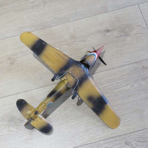 Handmade metal Supermarine Spitfire plane model - 40 x 46 cm