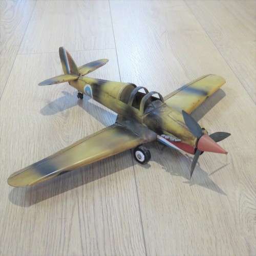 Handmade metal Supermarine Spitfire plane model - 40 x 46 cm
