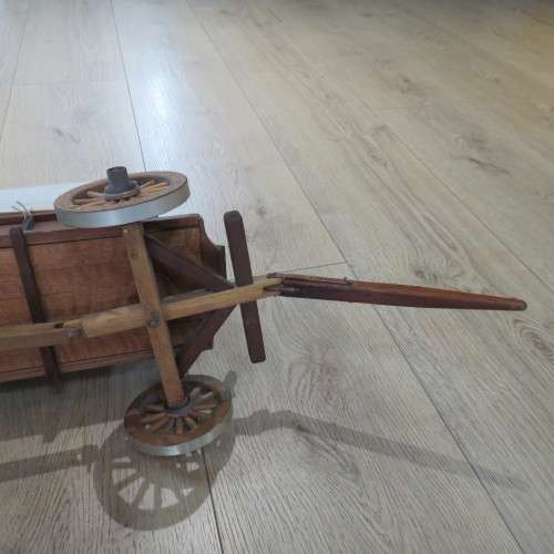 Miniature wooden Ox-wagon model - Front wheel to back wheel 45 cm - Back wheel to back wheel 23 cm