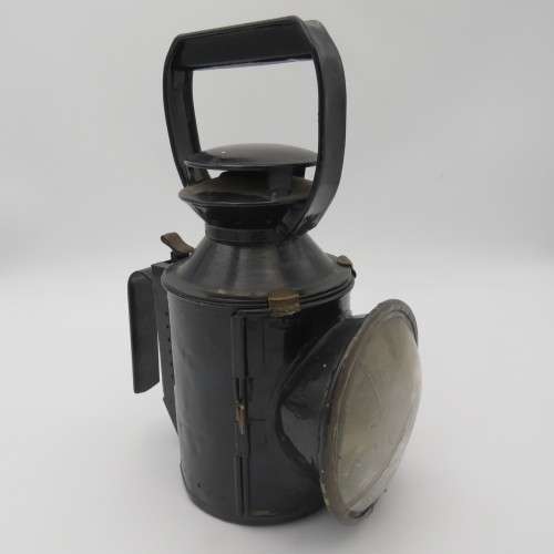 Vintage Rhodesian Railways signal lamp with original burner - glass cracked