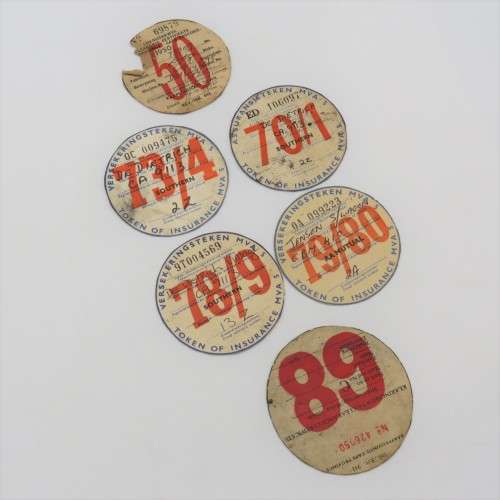 Lot of 6 vintage car license discs