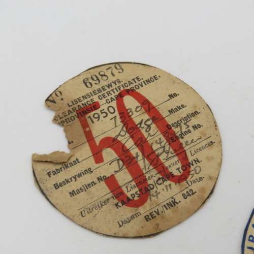 Lot of 6 vintage car license discs