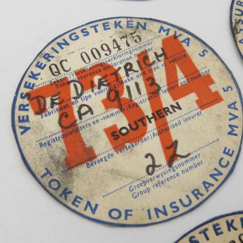 Lot of 6 vintage car license discs