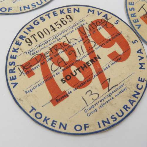 Lot of 6 vintage car license discs