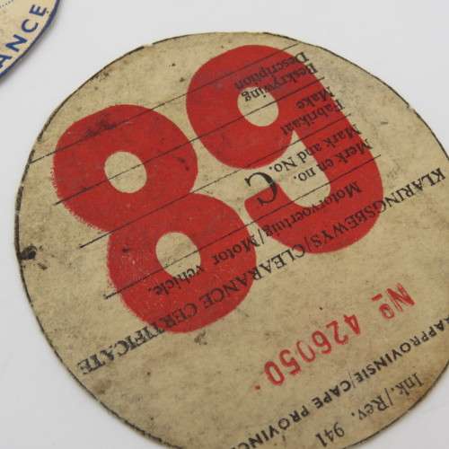 Lot of 6 vintage car license discs