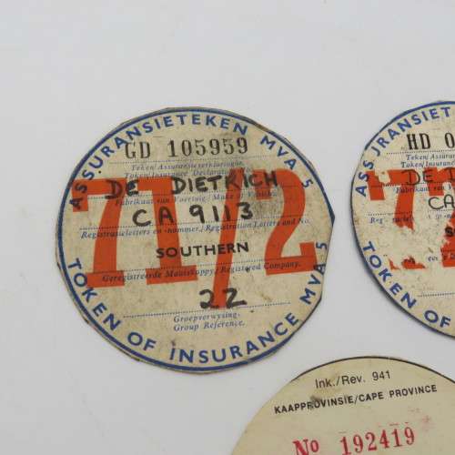 Lot of 5 car license discs 70`s to 80`s