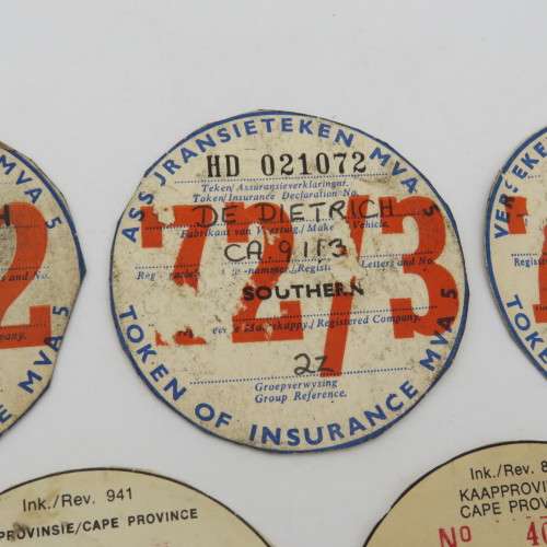 Lot of 5 car license discs 70`s to 80`s