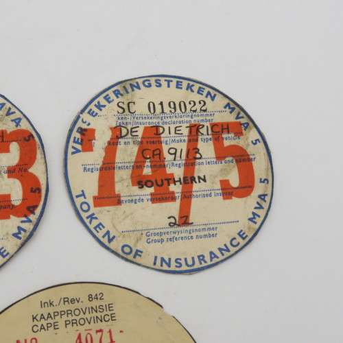 Lot of 5 car license discs 70`s to 80`s