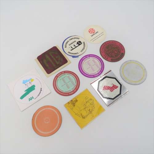Lot of 11 vintage car license stickers and other related items
