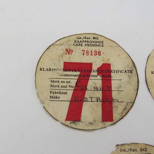 Lot of vintage car license discs 1971 to 1975