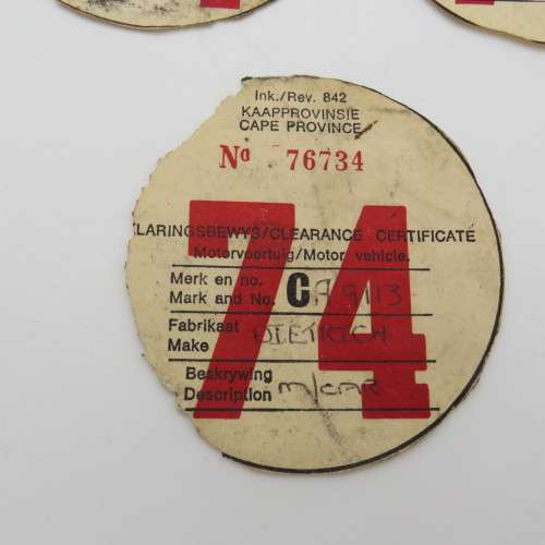 Lot of vintage car license discs 1971 to 1975