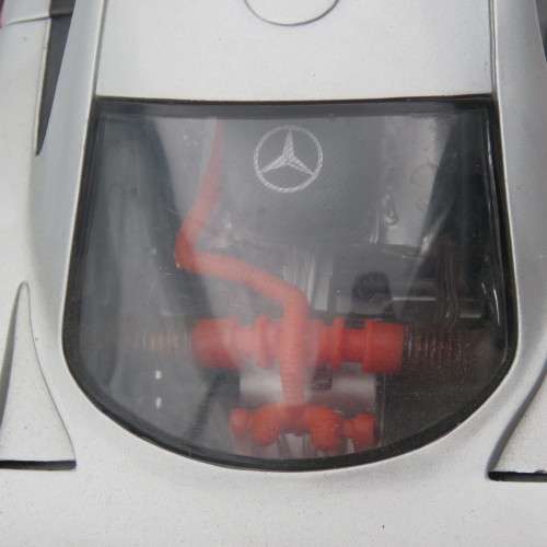 Maisto Mercedes-Benz CLK-GTR racing model car - # Schneider/Webber - mirror repaired - Scale 1/18