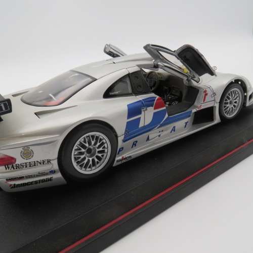 Maisto Mercedes-Benz CLK-GTR racing model car - # Schneider/Webber - mirror repaired - Scale 1/18